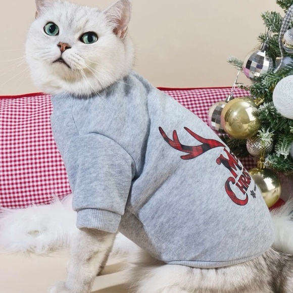 Merry Christmas plaid cat/dog sweater M - Picture 5 of 5